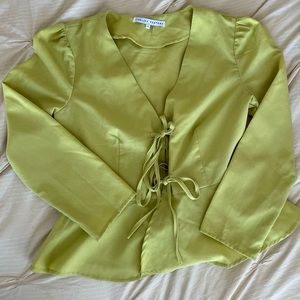 Long Sleeve Lime Green English Factory Double Tie Blouse